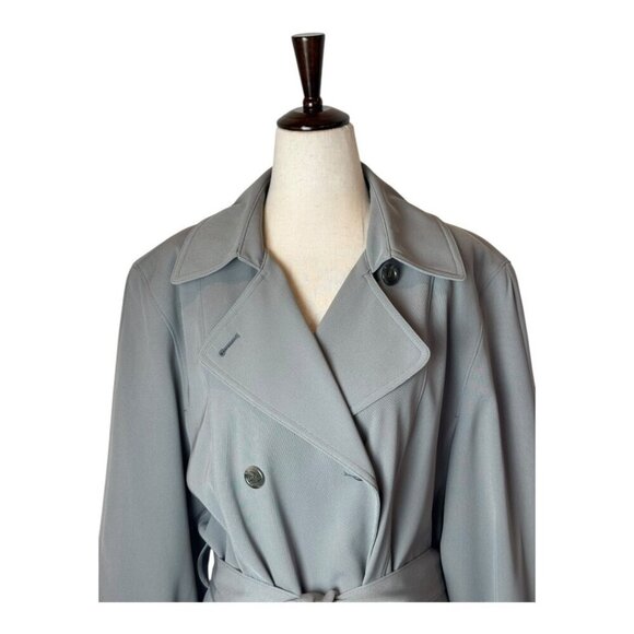 Talbots Coat Women 10 Gray Double Breasted Belted Trench Jacket Outerwear Preppy - Picture 3 of 11